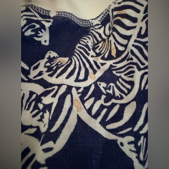 Lilly Pulitzer White and Navy Linen pants size L - Picture 8 of 9